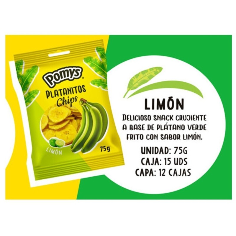 POMYS PLATANITOS CHIPS LIMON 1,20 € 15 UDS
