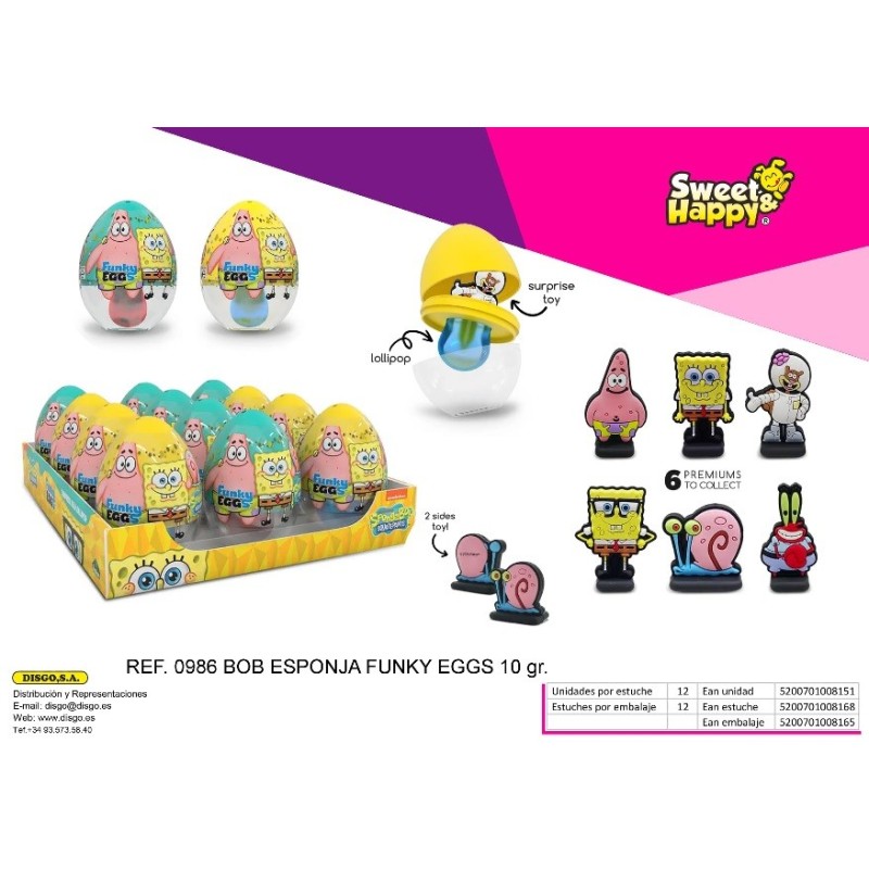 HUEVO PLASTICO BOB ESPONJA - 12 U