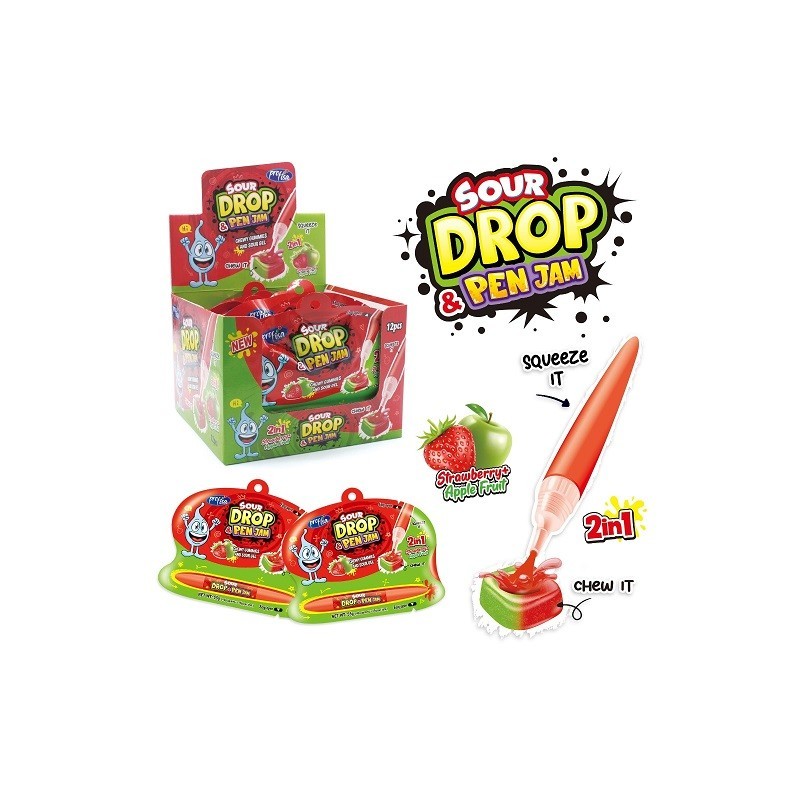 SOUR DROP & PEN JAM MANZANA/FRESA - 12 U
