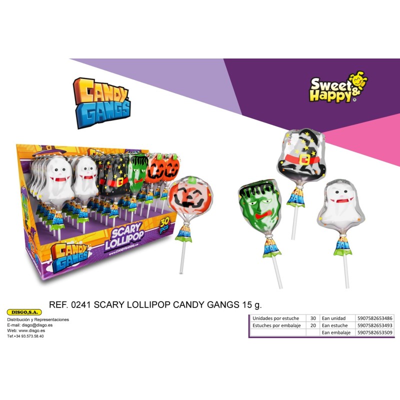 PIRULETA CARAMELO SCARY LOLLIPOP 30 UDS 0,40€  HALLOWEEN