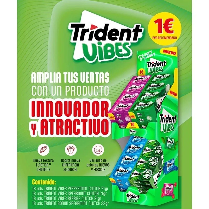 EXPOSITOR TRIDENT VIBES + 60 MINUTOS 64 UDS 1 €