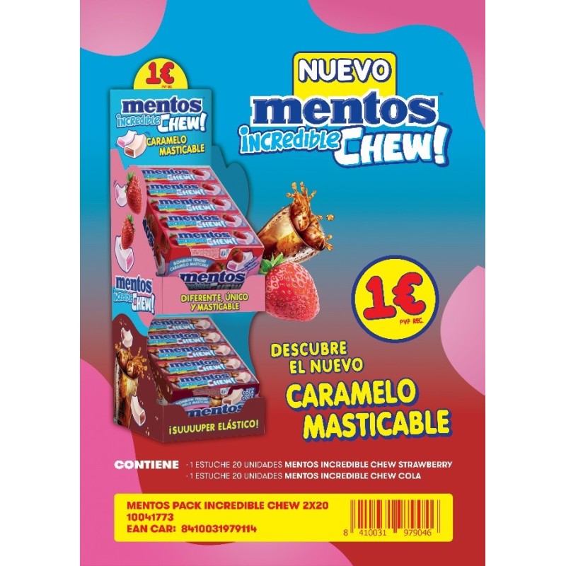 EXPOSITOR MENTOS CHEW INCREDIBLE 40 UDS 1 €