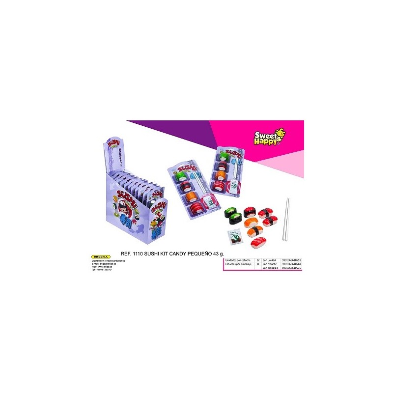 CANDY KIT SUSHI PEQUEÑO 43G 12 UDS (CAJA MORADA)
