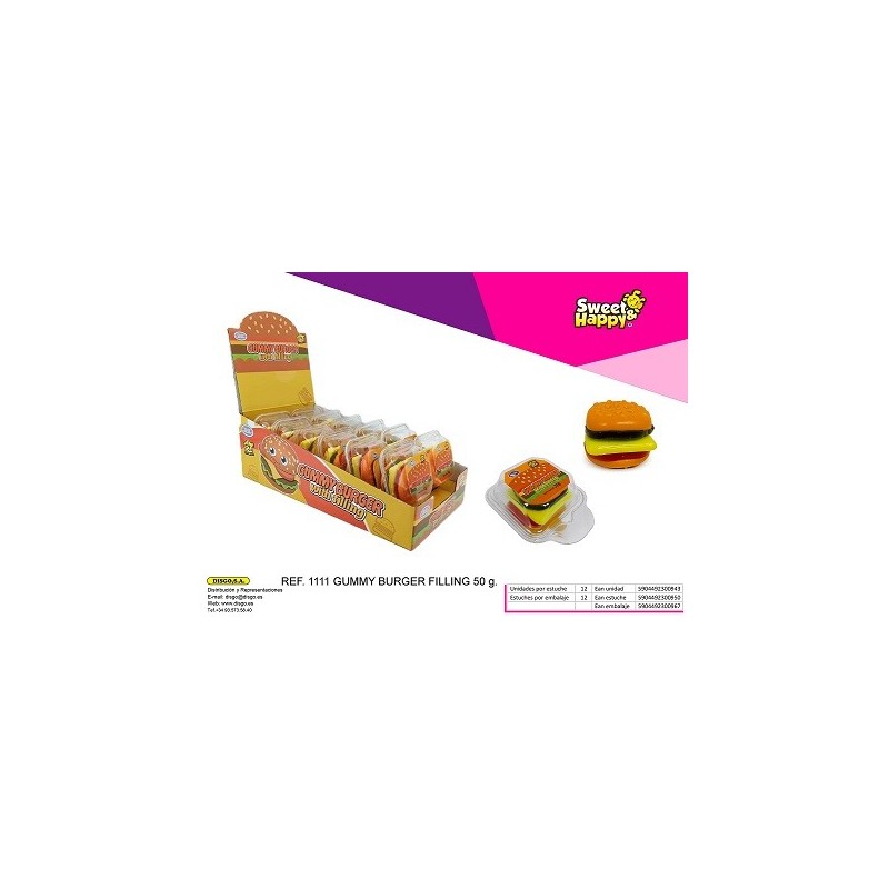 GUMMY BURGER CON RELLENO 12 UDS 1 € AN-BA