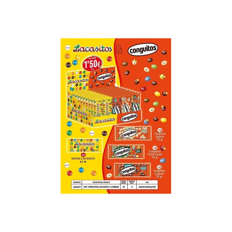 EXPOSITOR CONGUITO/LACASITOS 5 CARRILES 1,50€
