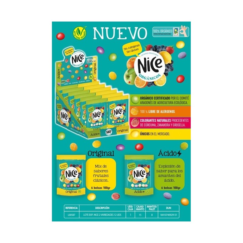 EXPOSITOR CARAMELOS NICE 100 G PVP 2,30€ 12UDS