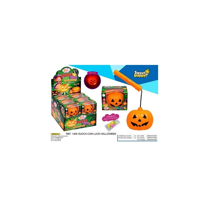 CALABAZA ZUCCA CON LUZ HALLOWEEN 12 UDS