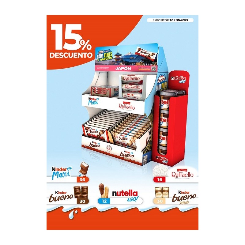 EXPOSITOR KINDER SNACKS 136 U.15 % DTO INCLUIDO